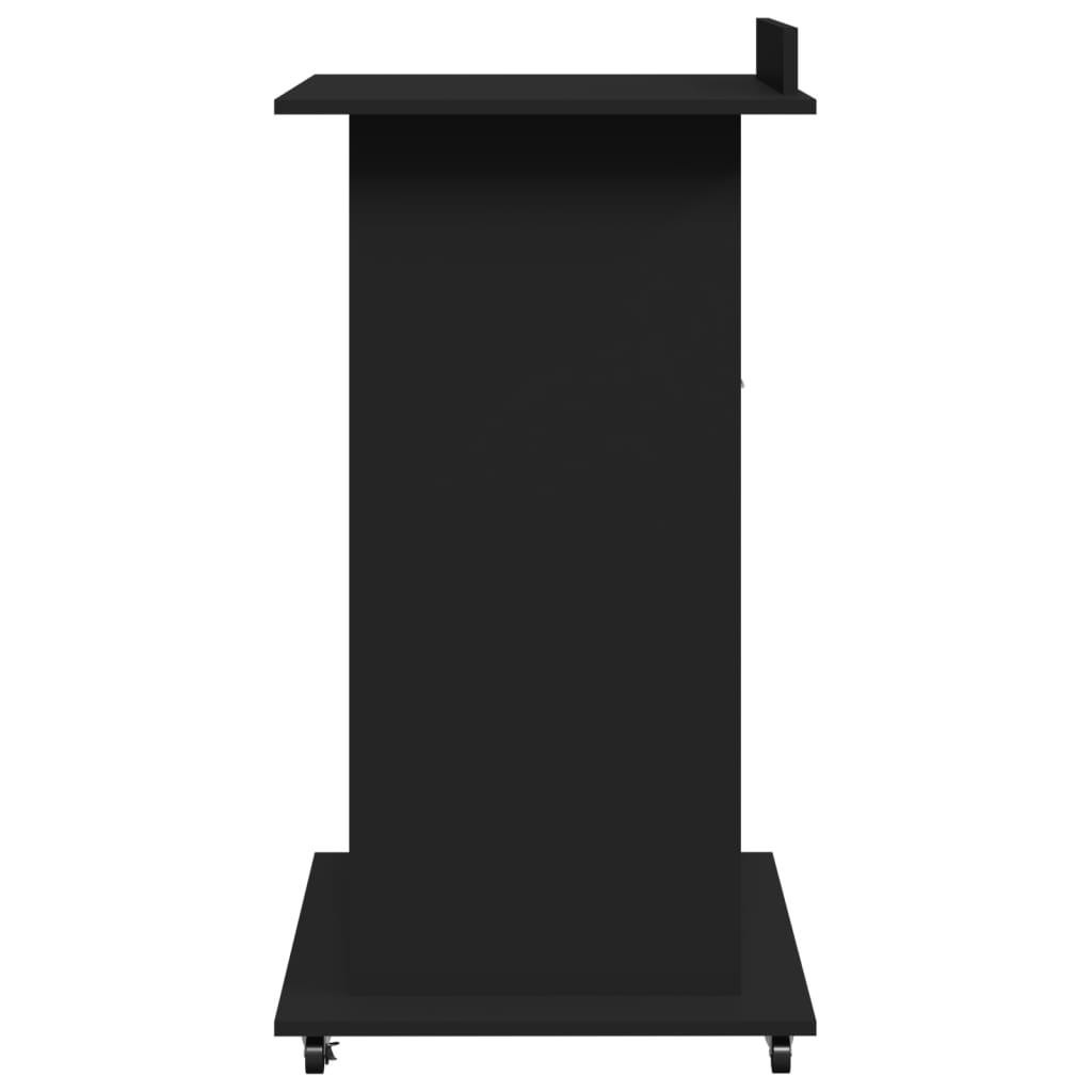 Lectern with Wheels & Drawer Black 55x55x107 cm Engineered Wood